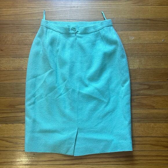 Vintage Escada Baby Blue Wool Pencil Skirt – Elegant & Timeless - Picture 1 of 4